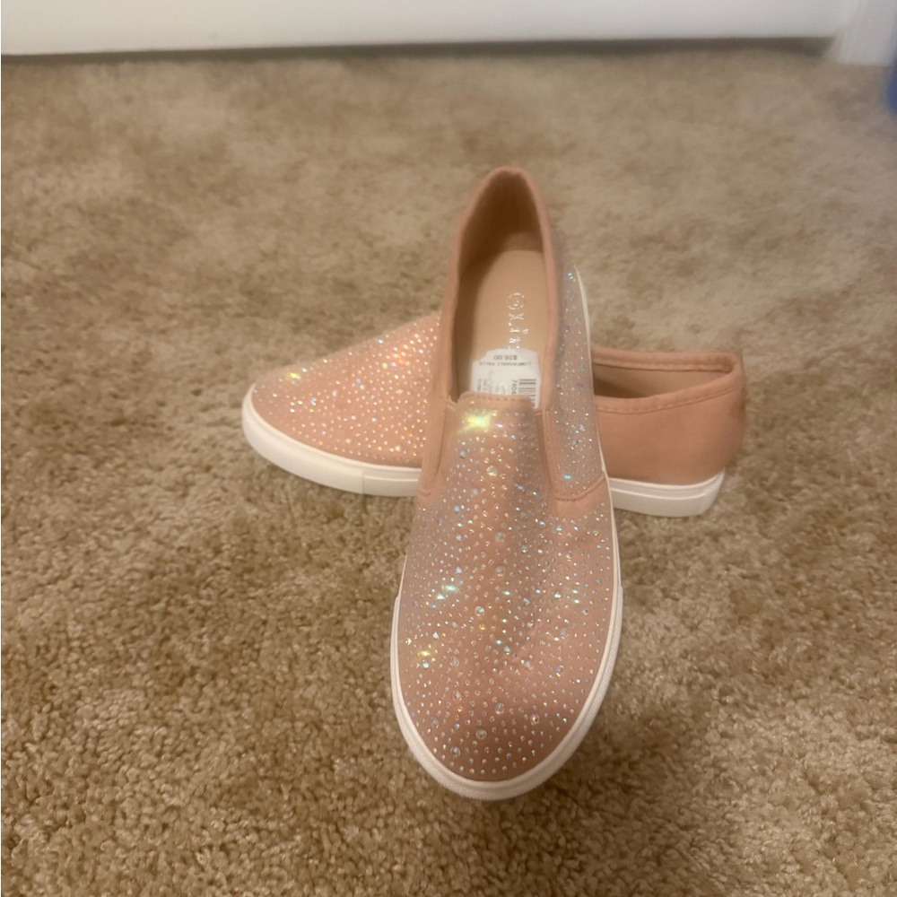 Sparkly Peach Slip-On Sneakers